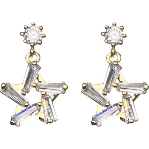 1@# New Shine Stud Earrings Statement Golden Women Fashion Delicate Geometric Stud Earrings Women Girls Jewelry