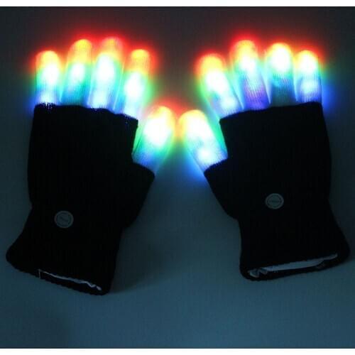 1Pair Glowing Gloves Glitter Gloves Entertainment Black and White LED Night Glowing warm Gloves for Cycling