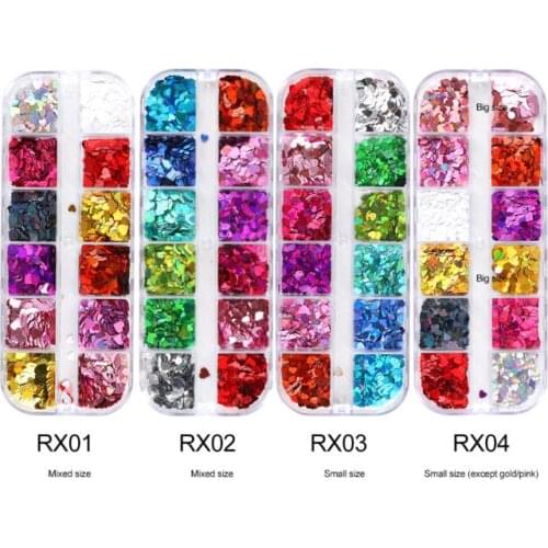 100sets 12 Grid/Set Holographic Nail Glitter Sequins Sparkly 3D Thin Butterfly Flakes Decor for Nail Art Accessories