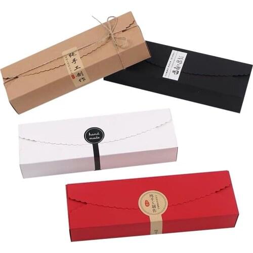 20pcs- 23*7*4cm Kraft Paper Box Black White Red Cake Cookie Candy Boxes for Birthday Wedding Party Gift Packaging