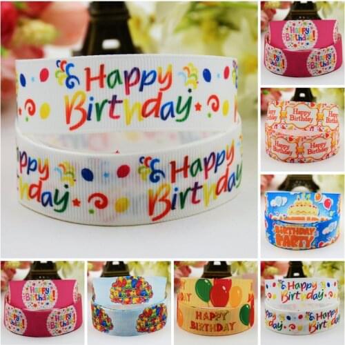 22mm 25mm 38mm 75mm Ruban Happy Birthday Cartoon Character printed Grosgrain Ribbon party decoration 10 Yards Mul103