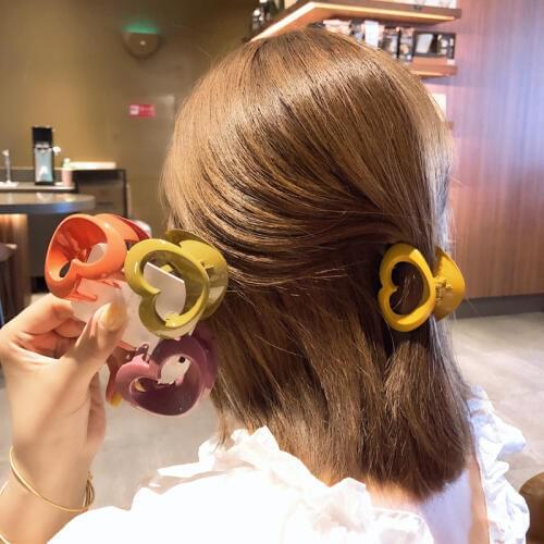 60pcs/lot DIY Simple Multi Acrylic Cream Hair Clips Loving Hearts Maiden Bang Hair Claws Hair Styling Tool Accessories HA1063