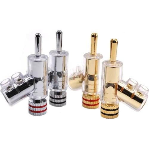 8pcs 4pcs Hi-end Audio Video Speaker Adapter Brass Copper Plated Gold or Rhodium Gun-type Locking-type 6mm Banana Connector