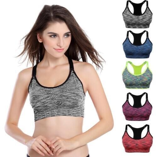 Quick Dry Sports Bra Women Padded Wirefree Adjustable Shakeproof Fitness Gym Underwear Push Up Seamless Running Top