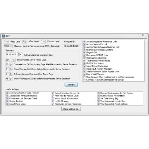 Detroit Diesel Diagnostic Link 8.07 DDDL -Engineering Level 3support additional features and GRAYED parameters