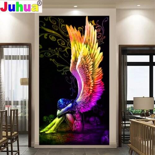 Diy 5d diamond painting Angel Sorrow Girl diamond embroidery full square round Abstract Coloful Wings diamond mosaic Needlework