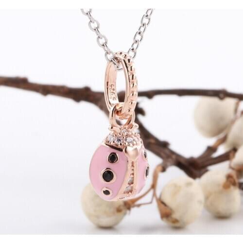 S925 Sterling Silver Pendant Seven Star Ladybug Pendant Versatile Fit Original Charms Necklace