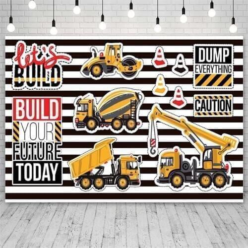 Avezano Backdrops Birthday Construction Build Your Future Dump Caution Photography Background Photo Studio Photozone Photocall