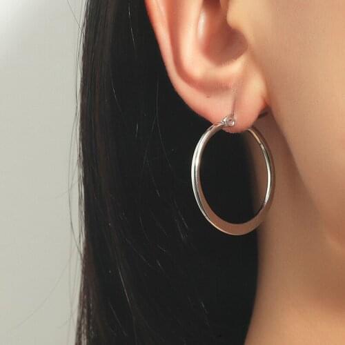 Club Exaggerated Geometric Large Circle Earrings for Women Gold Silver Color Stainless Steel Round Hoop Earrings Party Jewelry