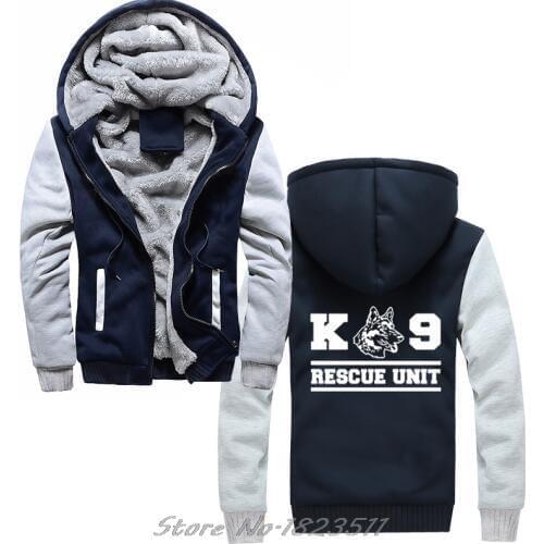 Hot winter K9 Rescue Dog Sweatshirt Unit Police Handler Fireman German Shepherd Men Fummy hoodie Cool Jacket Tops