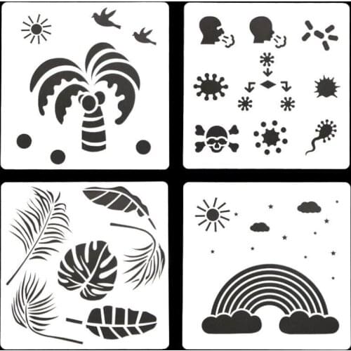 Coconut Tree Leaves Painting Template Stencil DIY Walls Layering Decor Scrapbook Diary Embossing School Office Supplies Reusable