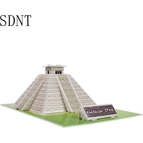 Mayan Pyramid Building 3D Puzzle Toys for Children Places of Interest DIY Assembly Cardboard Model Educational Toys Decoration
