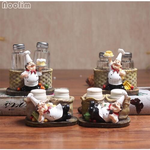 NOOLIM Cute Chef Pepper Bottle Ornaments Home Decoration Accessories Home Cafe Bar Kitchen Decoration Resin Crafts
