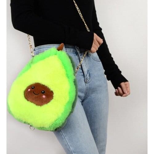 Smiling Avocado Stuffed Plush Toys Backpack Comfort Doll Sofa Cushion Cartoon Fruit Pillow Soft Bag Wallet For Children Gift