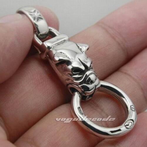 925 Sterling Silver Bulldog Dog Pendant Cross Loop Solid Mens Biker Punk Style 8B008
