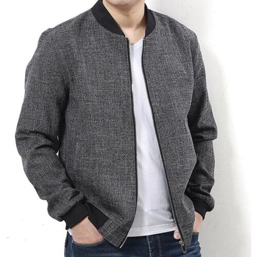 Plus size 6XL 7XL Men Jacket Spring Autumn Casual Coat Mens Solid Color Baseball Jacket New Male Zipper Outerwear