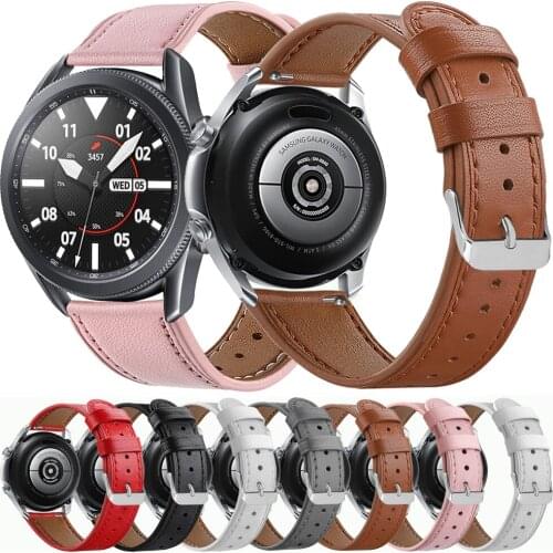 20mm 22mm Leather Band For Samsung Galaxy Watch 3 41 45mm Galaxy 42 46mm Bracelet Strap For Samsung Active 1 2 40 44mm Gear S3