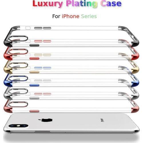Luxury Clear Contrast Plating Shell for iPhone 12 Pro Case 11 X XR XS Max,Shockproof Soft Back Cover for SE 2020 6 6S 7 8 Plus