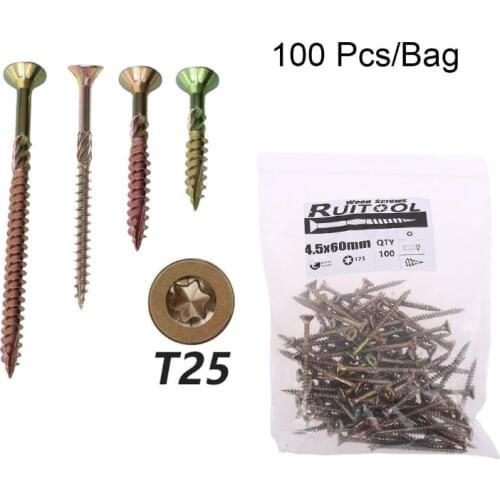 100pcs T25 Woodworking Plum Blossom Self Tapping Screws Deck Wood Binding Screw