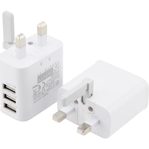 3 Ports UK Plug USB Wall AC Charger Adapter for Samsung Galaxy S5 S6 Note 3 For iPhone Xiaomi Huawei Mobile Phone Tablet 20pcs