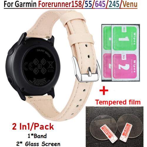 Watch Band Replacement 20mm Strap For POLAR ignite Screen Protectors Tempered Glass Film For Garmin Venu Smart Leather Wrist