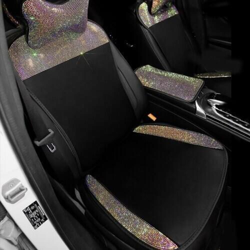 Universal Ice Silk Car Seat Cover Crystal Rhinestone Auto Seat Cushion Interior Accessories Front Seats Mats Car Styling Women