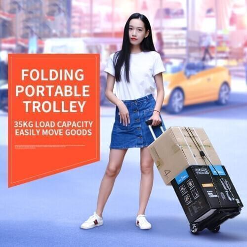 X-03 Shopping Cart Folding Portable Trolley Mini Aluminum Alloy Trolley Luggage Cart Household Grocery Shopping Cart