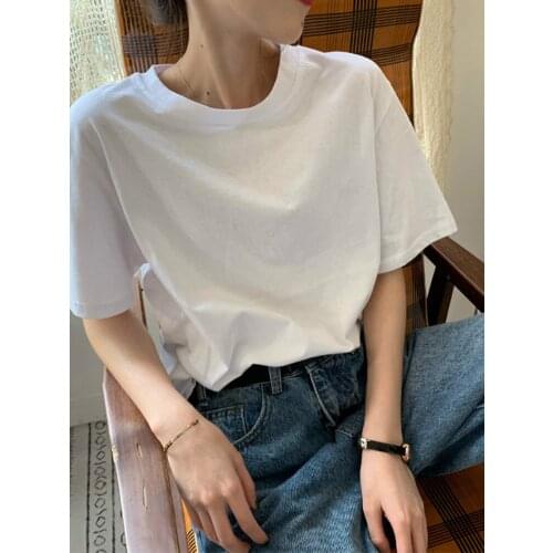 Summer 2021 new Korean casual wild net red t-shirt female super fire loose basic short-sleeved top tide