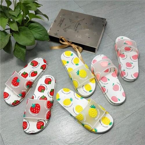 2021 Summer Fruit Woman Slippers Anti-slip Platform Bathroom Sandals Lovely Indoor Shoes For Girls Zapatillas De Mujer