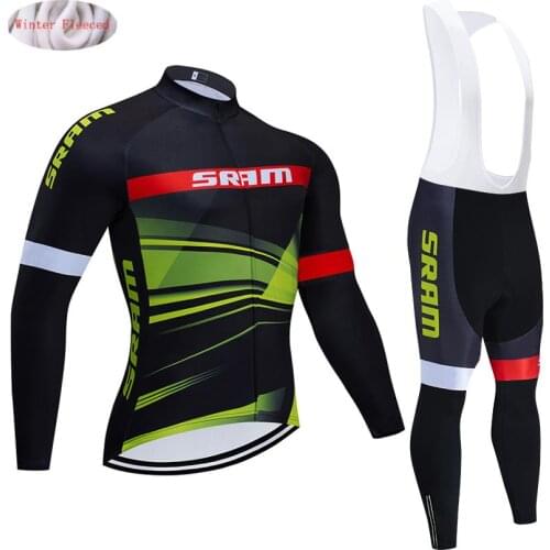 2021 New Winter sram team long sleeves cycling shirt bike pants set men ropa ciclismo thermal fleece maillot culotte mtb cycling