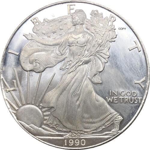 United States 1 Dollar American Silver Eagle Bullion Coin 1990 Plated Silver Commemorative Coin Copy coin