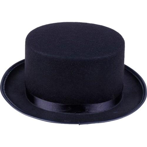 1Pc Men Black Top Hat Jazz hat Magician Costume Gentleman hat Tuxedo Mat Hatter Wedding Christmas Party Formal S/L