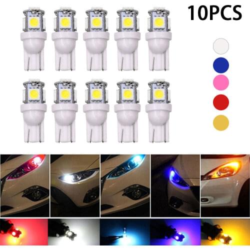 10 Pcs T10 5050 5SMD Indicator W5W Motorcycle Turn Signal White Light
