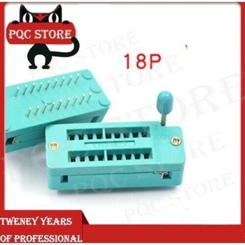18Pin 2.54 MM Green DIP Universal ZIF IC Socket Test Solder Type IC lock seat zif socket