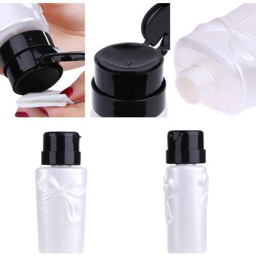 200ml Pink White Pump Liquid Alcohol Pressure Empty Nail Polish Dispenser Bottles Remover Cleaner Make Up Refillable Container