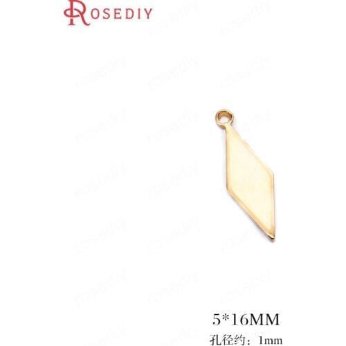 34461)20PCS 5*16MM 24K Gold Color Brass Long Rhombus Shape Charms Pendants High Quality Diy Jewelry Findings Accessories