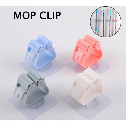 4PCS Mounted Mop Holder Wall Sticker Organizer Durable Multi-use Hooks Holder Broom Hanger Hook Kitchen bathroom Strong Hooks