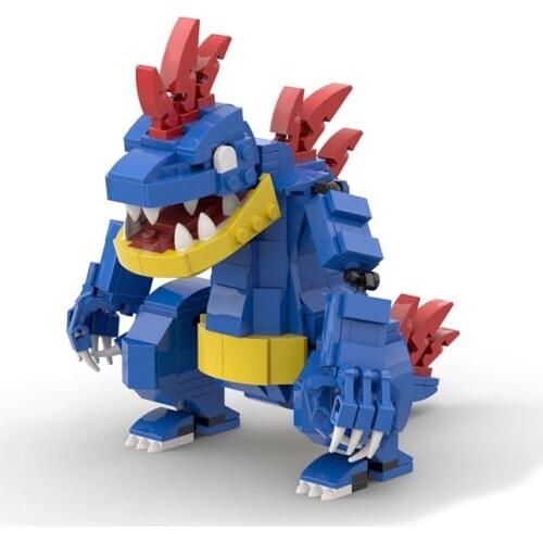 400pcs Feraligatr Building Blocks Anime Figure Poke Model Toys покемон Dinosaur Action Figure Bricks Dolls Toys For Children