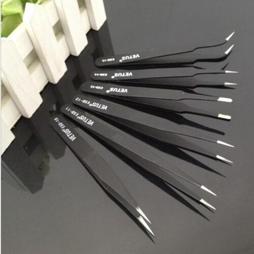 6Pcs Bga Precision Esd Tweezers Set Stainless Steel Anti Static Tweezers Repair Tool Stainless Steel Ring PC Mobile phone Watch