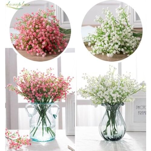 80 mini heads 1PC DIY Artificial Babys Breath Flower Gypsophila Fake PU Bouquet for Wedding Home Party Decorations Supplies