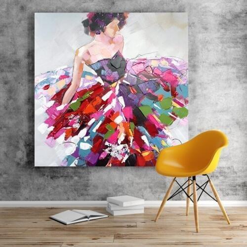 Abstract colorful crowd ballet girl DIY painting digital art painting digital family hotel decorative painting