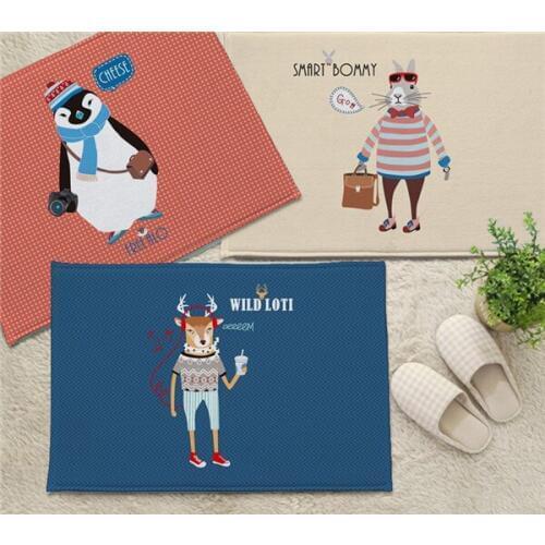 Free Shipping Multi-size Thick Nordic Korean cartoon Animal Series Flannel Bathroom Door Mat Home Deco Carpet Kitchen Livingroom