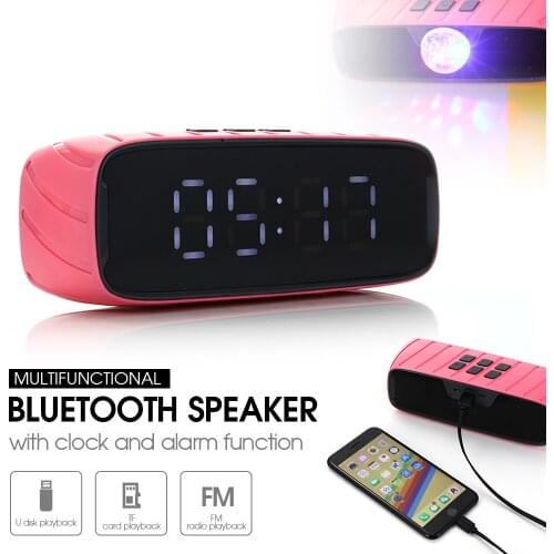 Wireless Speaker Portable Bluetooth Louldspeaker Stereo Sound Subwoofer with Alarm Clock Temperature Display for Home Outdoor