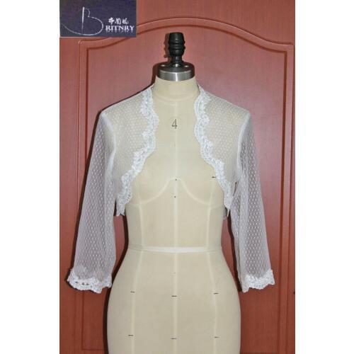 BRITNRY Hot Sale Wedding Cape Half-Sleeve Lace Wedding Bolero Short Wedding Coat Open Front