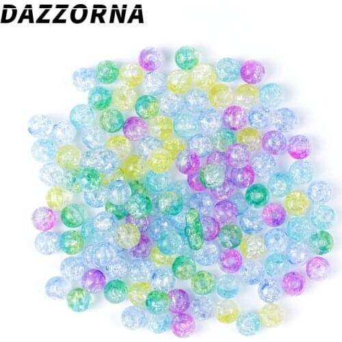 8/10/12mm Loose Beads for DIY Handmade Jewelry Accesories 50/100/200/300Pcs/Lot Double Colored Cracked Beads Spacer Beads