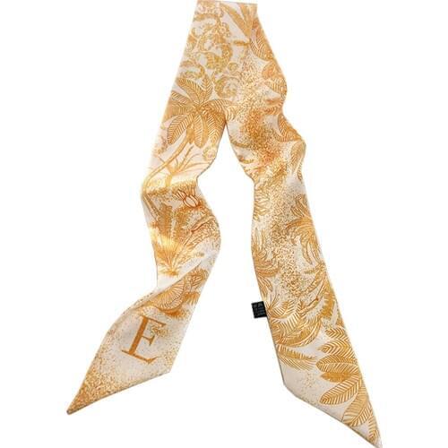 Design New Letters Spring Womens Silk Scarf Long Skinny Headband Luxury A to Z Print Bandanas Foulard Hair Ribbon Bufanda Mujer