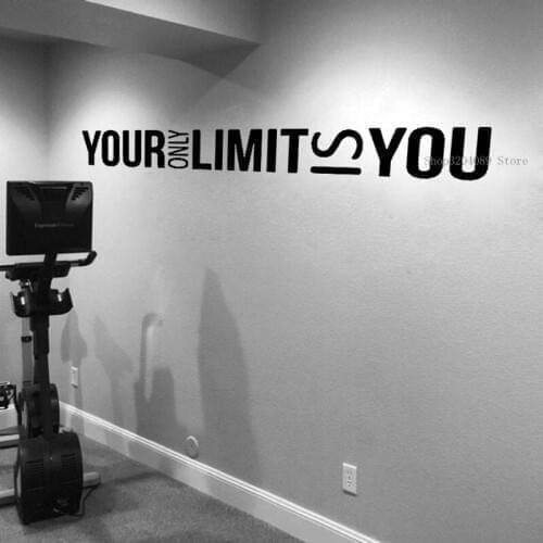 Your Only Limit Is You Quote Wall Sticker Vinyl Office Gym Inspirational Motivational Home Decal Workout Exercise Mural CN510