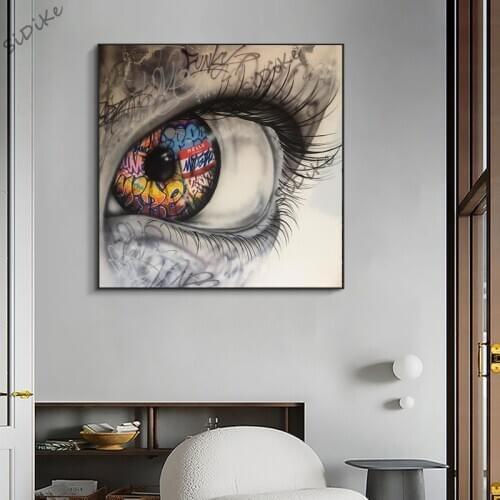 Big Eye Graffiti Art Modular Posters and Prints on Canvas Painting Wall Art Picture for Living Room Nordic Cuadros Home Decor