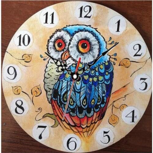 GATYZTORY 40x40cm Pictures By Numbers Owl Animal Home Decoration Oil Painting Clock Diy Drawing Canvas Handpainted Gift