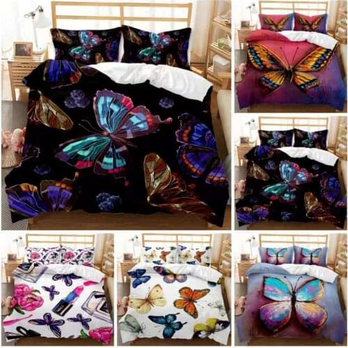3D Digital American Printing Bedding Set Butterfly Series Quilt Cover